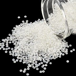 (777) Inside Color AB Crystal/Creme Lined Toho 11/0 полукруглые бусины, японский бисер, (777) внутри цвета ab кристаллы / кремовая подкладка, 2.2x0.9 мм, отверстие : 0.8 мм, около 78000шт./фунт(450г)