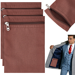 Coconut Brown Canvas Cloth Zipper Bags, Rectangle, with Alloy Finding for Clothes Sewing, Coconut Brown, 22x15x0.2cm