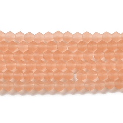 Легкий Лосось Имитировать нити бус из матового стекла из австрийского хрусталя, класс АА, граненые, двухконусные, светлый померанцевый, 2.9~3.3x2.5 мм, отверстие : 0.7 мм, около 135~140 шт / нитка, 38~40 см