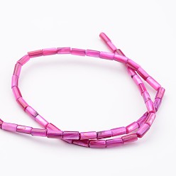 Deep Pink Natural Shell Bead Strands, Dyed, Column, Deep Pink, 8x4mm, Hole: 0.5mm, about 50pcs/strand, 15.7 inch