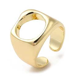 Golden Brass Open Cuff Rings, Square Wide Band Ring for Women, Golden, US Size 6 3/4(17.1mm), 6~15mm