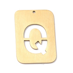 Letter Q Ionenbeschichtung (IP) 304 Edelstahlanhänger, Rechteck mit Alphabet, hohl, letter.q, 32x22x1 mm, Bohrung: 1.5 mm