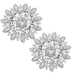 Clair Strass en fer et cabochons en verre, fleur, clair, 110x7.5mm