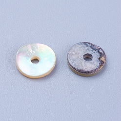 Other Sea Shell Natural Sea Shell Beads, Disc/Flat Round, Heishi Beads, 8x1.5mm, Hole: 1mm