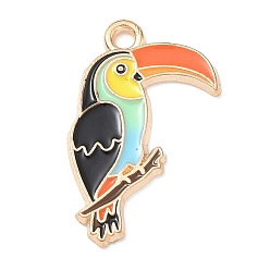 Colorful Alloy Enamel Pendants, Bird Charms, Light Gold, Colorful, 23x13x1.5mm, Hole: 1.6mm