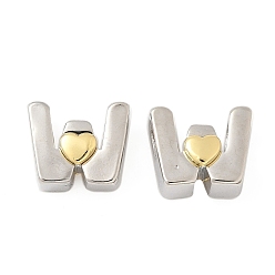 Letter W Латунные бусины, без кадмия и без свинца, платиной и золотом, Буква W, 10.5x13x7 мм, отверстие : 5x4 мм