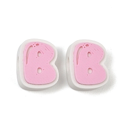 Letter B Cuentas de plástico europeo, abalorios de grande agujero, rosa, letra b, 17.5~18x8~20x8 mm, agujero: 4.5 mm