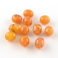 Темно-Оранжевый Овальной имитация драгоценных камней акриловые бусины, темно-оранжевый, 15x13 мм, Отверстие : 2.5 мм , около 310 шт / 500 г