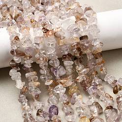 Лодолит Кварц Природного кварца lodolite нитей бисера, чип, 6~15x5~8x2~8 мм, отверстие : 0.8 мм, около 229~235 шт / нитка, 30.31~31.30'' (77~79.5 см)