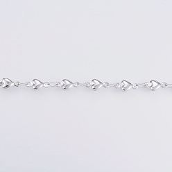 Нержавеющая Сталь Цвет Устойчивые к потускнению 304 звенья цепи из нержавеющей стали, пайки, с катушкой, сердце, цвет нержавеющей стали, 8x4x2 мм, около 32.8 футов (10 м) / рулон