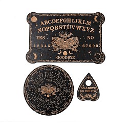 Insects 3шт 3 стили деревянная маятниковая доска, биолокация гадальная доска, для колдовства принадлежности для викканского алтаря, плоско-круглые, насекомые, 112.5~317x89.5~209x4.5 мм, 1 шт / стиль