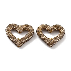 Черный Алмаз Бусины из полимерной глины в форме сердца со стразами, Фокальные бусины для самодельного брелока для телефона, принадлежности для изготовления ручек и ювелирных изделий, черный алмаз, 27.5x33.5x8 мм, отверстие : 2 мм