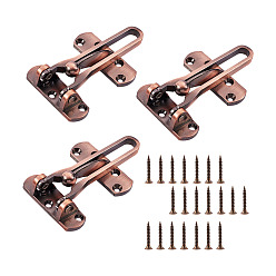 Red Copper Zinc Alloy Swing Bar Door Lock, Anti-Theft Clasp Back Locking Accessories, Red Copper, 100x63x21mm, Hole: 4.5mm