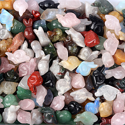 Смешанные камни Резные фигурки целебных улиток из натуральных и синтетических драгоценных камней, Украшения из камня с энергией Рейки, 18x24~28x12 мм