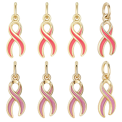 (52) Непрозрачная лаванда 8 шт 2 стиль латунные эмалевые подвески, с целью перехода в кольце, осознание лента прелести, долговечный, без свинца и без кадмия, стойки покрытие, разноцветные, 13.5x5.5x2 мм, 4 шт / цвет