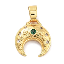 Золотой Подвески с подвесками из латуни с микропаве из кубического циркония в лунной тематике, долговечный, без свинца и без кадмия, золотые, 13.5x12x3 мм, отверстие : 4x3 мм