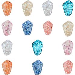 Mixed Color Resin Beads, with Shell Chip Inside, Nuggets, Mixed Color, 25~26x18x8mm, Hole: 1.2mm, 14pcs/box