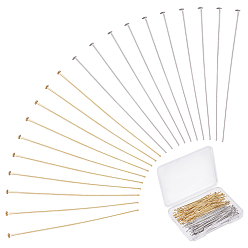 Платиновый & Золотой 304 Штифты с плоской головкой из нержавеющей стали, разноцветные, 50x0.7 мм, головка: 1.5 мм, 100 шт / металл цветной, 200 шт