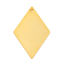 Золотой 925 подвески-заготовки из стерлингового серебра, ромб прелести, золотые, 17.5x11.5x0.5 мм, отверстие : 0.9 мм