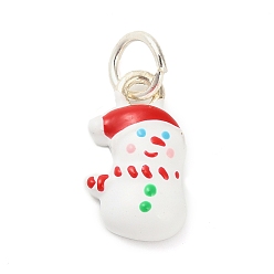 Снеговик Подвески из эмалевого сплава с рождественской тематикой, с целью перехода в кольце, снеговик, 17x10x5 мм, отверстие : 5 мм