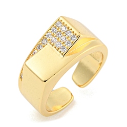 Настоящее золото 16K Широкое открытое кольцо-манжета с прозрачным кубическим цирконием, латунные кольца на палец для женщин, без кадмия и без свинца, реальный 16 k позолоченный, 9 мм