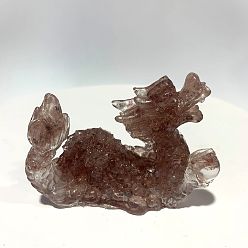 Клубничный Кварц Натуральные клубничные кварцевые украшения для дракона, фигурка из смолы для украшения дома, украшение для дома по фэн-шуй, 85x35x60 мм