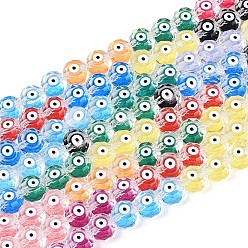 (52) Непрозрачная лаванда Нити прозрачных бусин из стеклянной эмали, плоский круглый и сглаз, граненые, разноцветные, 7.5~8x4.5~5 мм, отверстие : 1~1.2 мм, около 50 шт / нитка, 14.57 дюйм (37 см)