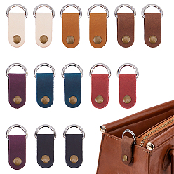 Mixed Color 14Pcs 7 Colors Oval Cowhide Leather Pendant Decorations, with Iron Rings, Mixed Color, 57mm, 2pcs/color