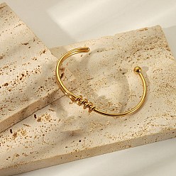 Золотой 304 женские браслеты-манжеты из нержавеющей стали, золотые, 1/4 дюйм (0.5 см), внутренний диаметр: 2-1/2 дюйм (6.3 см)