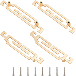 Golden Zinc Alloy Bar Cabinet Door Knobs, Kitchen Drawer Pulls Cabinet Handles, with Iron Screws, for Dresser Drawers, Golden, 141x30x19mm, Hole: 3.5mm