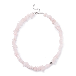 Розовый Кварц Ожерелье из бисера из натурального розового кварца, украшения из драгоценных камней для женщин, платина, 16.14 дюйм (41 см)