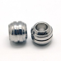 Edelstahl Farbe Anlaufgeschützt 201 Edelstahlperlen, Fass, 12x10 mm, Bohrung: 6 mm