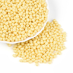 Шампанско-Желтый Выпечка краска стеклянные бусины, баррель, шампанское желтый, 4~4.5x3~3.5 мм, отверстие : 0.8~0.9 мм, Около 6080 шт / фунт