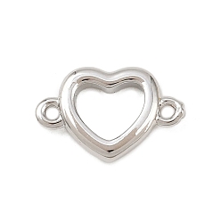 Платина Подвески-соединители в форме сердца из латуни, долговечный, без свинца и без кадмия, стойки покрытие, платина, 8.5x13x2 мм, отверстие : 1 мм
