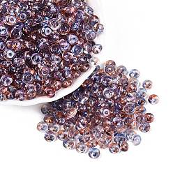 Bleu Bleuet Perles de rocaille en verre de couleurs transparentes, rondelle, cuisson des peintures, bleuet, 6x3mm, Trou: 1.2~1.6mm, environ 2500 pcs / livre