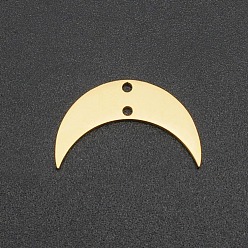 Золотой 201 нержавеющая сталь 2 подвески с петлевыми звеньями, лазерная резка, полумесяц, золотые, 12x20x1 мм, отверстие : 1.4 мм