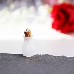 Белый Стеклянные пустые подвески для бутылок желаний, с пробковыми пробками и петлями, белые, 18x22 мм