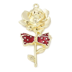 (123L) Белый крем непрозрачный блеск Подвески из эмали и сплава, без кадмия, без никеля и без свинца, очарование розы, стойки покрытие, золотые, огнеупорный кирпич, 41.5x19x4 мм, отверстие : 1.6 мм