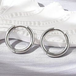 Нержавеющая Сталь Цвет Устойчивые к потускнению 201 фурнитура для сережек-колец Huggie Hoop из нержавеющей стали, с 304 штифтов из нержавеющей стали, цвет нержавеющей стали, 18x19x2.5 мм, 10 датчик, штифты : 0.9 мм