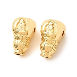 Golden Buddhist Brass Beads, Gourd with Buddha, Rack Plating, Long-Lasting Plated, Golden, 12.5x7.5x7.5mm, Hole: 2mm