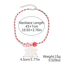 Снежинка Рождественские акриловые подвески из полиэфирного шнура с цепочками на концах из сплава, платина, красные, снежинка, 16.93 дюйм (43 см), Кулон : длиной 45 мм 