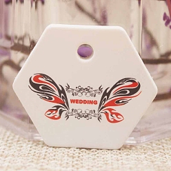 White 100Pcs Valentine's Day Hexagon Gift Tags, Heart Print Tags, White, 3x3.5cm