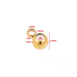 Настоящее золото 18K 304 дуги из нержавеющей стали, с резиновой заглушкой, круглые, без никеля , ионное покрытие (ip), реальный 18 k позолоченный, 6x4x3 мм, отверстия : 1.4 mm и 1 мм, внутренний диаметр: 2 мм