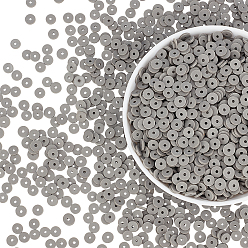Серый 10 нити плоские круглые бусины из полимерной глины ручной работы, диск хейши бусины для гавайских серег браслет ожерелья ювелирных изделий, серые, 6x1 мм, отверстие : 2 мм, 10 прядь