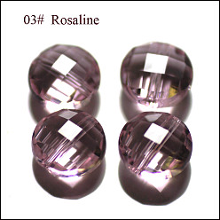 Pink Имитация Австрийские кристаллические шарики, класс AAA, граненые, плоско-круглые, розовые, 8x4.5 мм, отверстие : 0.9~1 мм