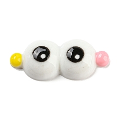 White Opaque Resin Cabochons, Funny Eyes, White, 11x26x6mm