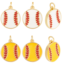 (52) Непрозрачная лаванда 10 шт. 2 цвета латунные эмалевые подвески, бейсбольный шарм, с целью перехода в кольце, без свинца и без кадмия, долговечный, стойки покрытие, реальный 18 k позолоченный, разноцветные, 17.5x15x2 мм, отверстие : 3.4 мм, 5 шт / цвет