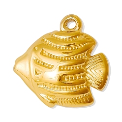 Золотой 304 подвески из нержавеющей стали, очарование рыбы, золотые, 17x17 мм