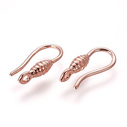 Rose Gold Brass Earring Hooks, with Vertical Loop, Rose Gold, 13.5x6x2.5mm, Hole: 1.2mm, 20 Gauge, Pin: 0.8mm