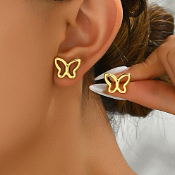 Бабочка Геометрические серьги 201 из нержавеющей стали, женские повседневные украшения для вечеринок, золотые, бабочка, 15x12 мм